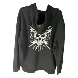Vintage Monster Energy Sz XL Skull Hoodie Y2K Full Zip Black Logo-No Stains-GUC